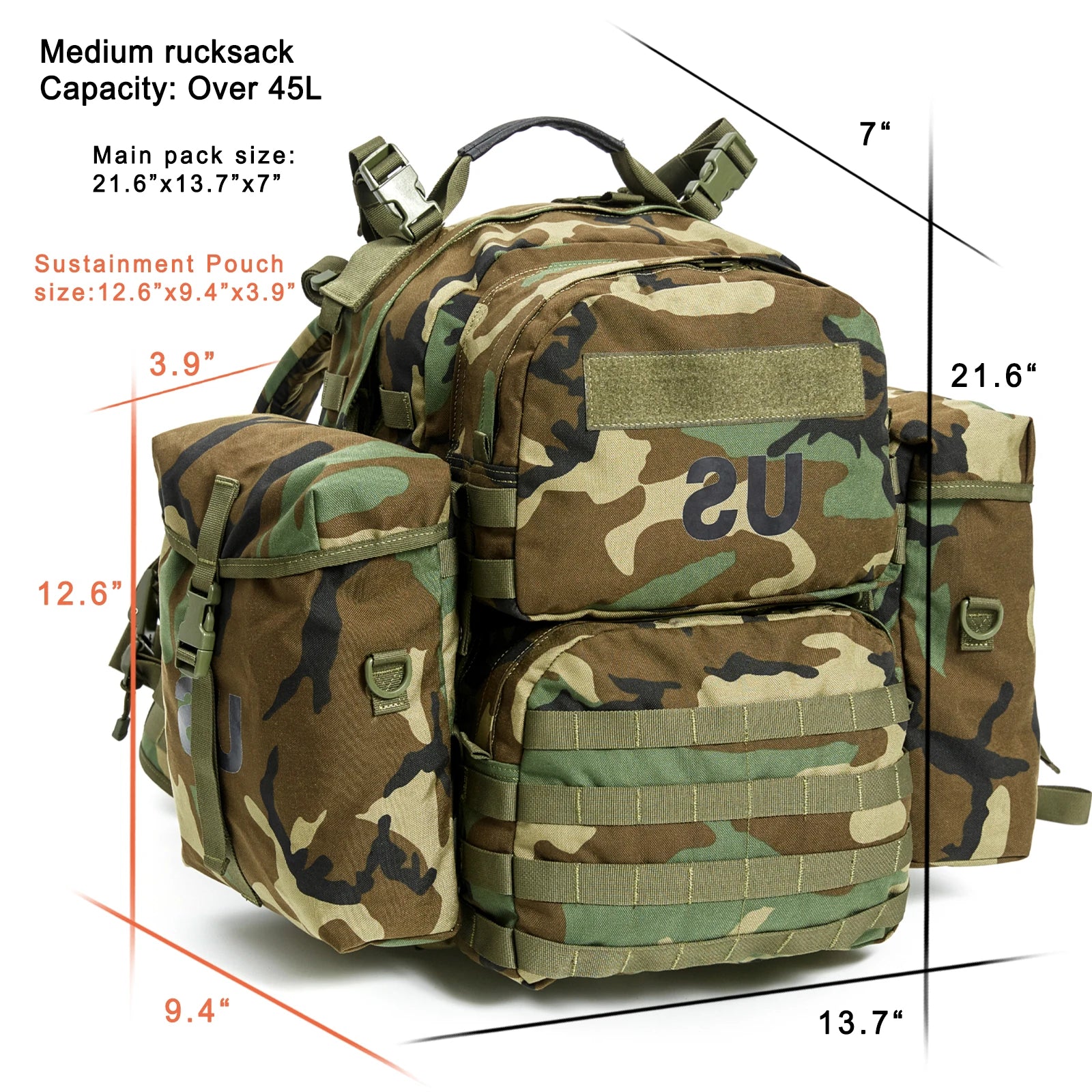 WoodlandVanguard™ MOLLE II 50L Assault Rucksack